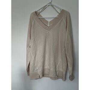 Aerie Cream Cross Back V-Neck Pullover Sweatshirt Small